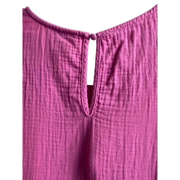 Pink Cotton Gauze Tiered Babydoll Mini Dress Size L | Universal Thread Coastal - Picture 7 of 8